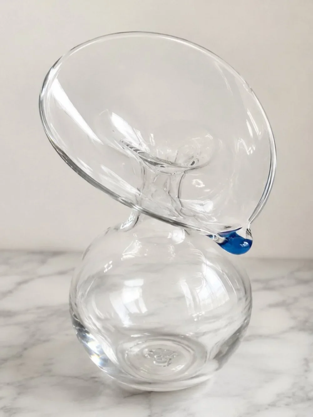 Hans Godo Frabel Authentic Sculptural Glass Tear Drop Vase 1990 Signed Vintage